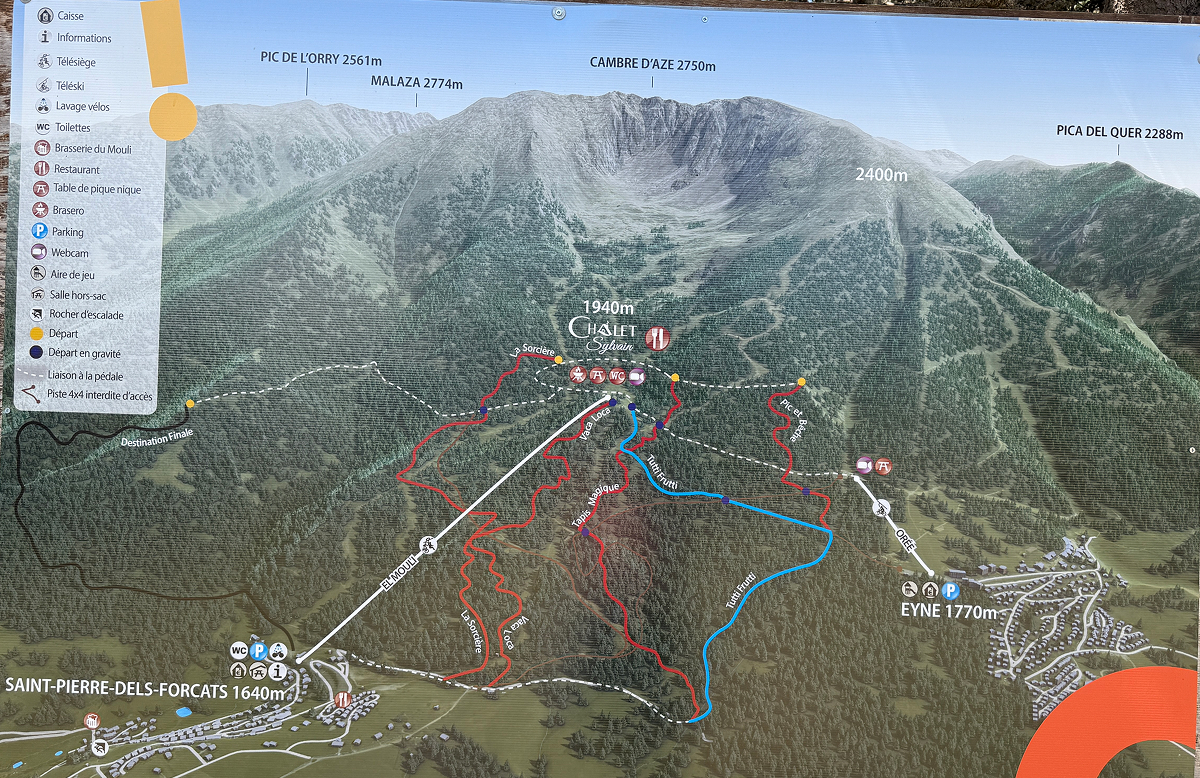 Carte du Bikepark de Cambre d'Aze
